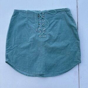 Forever 21 Teal Mini Corduroy Skirt with Tie Front for Casual Wear